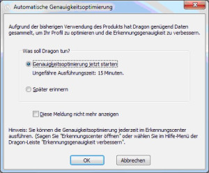 Screenshot Genauigkeitsoptimierung