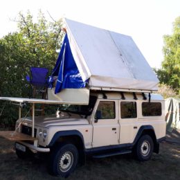 Buschtaxi-Treffen- Dachzelt mit Terrasse